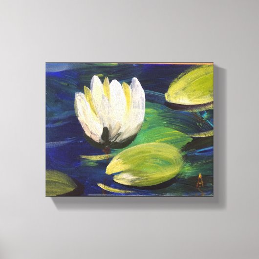 Moderne olieverfschildering, lelie in de vijver canvas afdruk (Voorkant)
