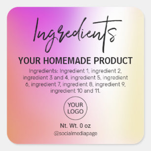 Moderne olievlek Holografische Ingrediëntenetikett Vierkante Sticker