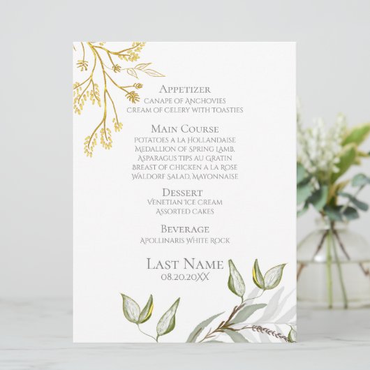 Moderne olievlek in de vorm van elegant, groen en menu (Staand voorkant)