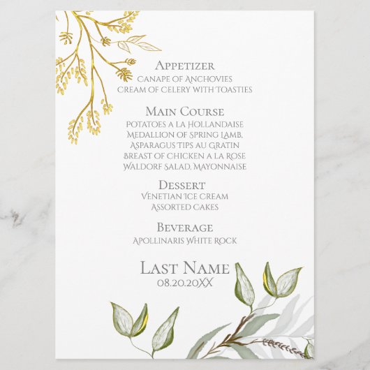 Moderne olievlek in de vorm van elegant, groen en  menu (Voorkant)