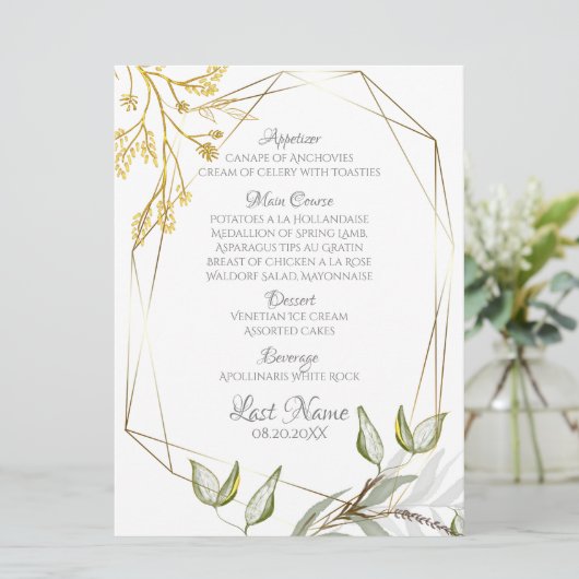 Moderne olievlek in de vorm van elegant, groen en menu (Staand voorkant)