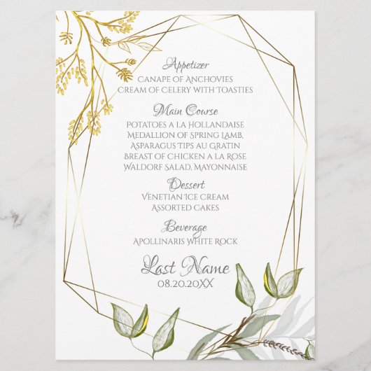 Moderne olievlek in de vorm van elegant, groen en menu (Voorkant)