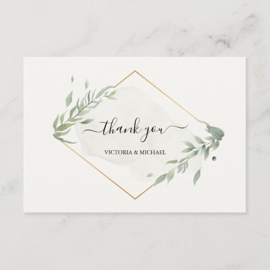 Moderne olievlekken laten Waterverf elegant botani Bedankkaart (Voorkant)