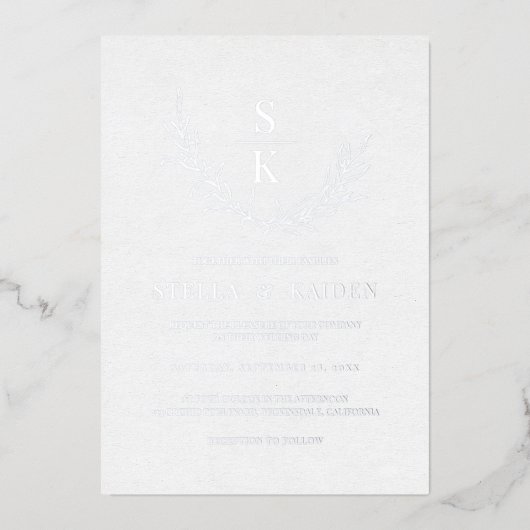 Moderne olievlekken Lijn Kunst Elegant Wedding Folie Uitnodiging (Voorkant)