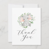 Moderne Olifant Groene Baby Shower Bedankkaart (Voorkant)