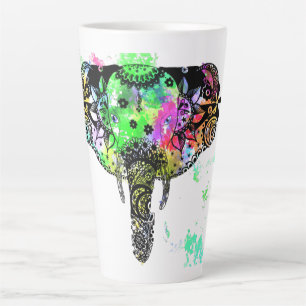 Moderne olifant mandala-regenboogverf latte mok