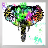 Moderne olifant mandala-regenboogverf poster (Voorkant)
