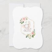 Moderne Olifant Roze Crème Bloemen Baby Shower Kaart (Achterkant)