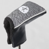 Moderne olifantenhuid grijs met monogram en naam golfheadcover (3/4 voorkant)