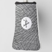 Moderne olifantenhuid grijs met monogram en naam golfheadcover (Draai 90)