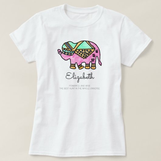 Moderne olifantenkleurige dierlijke gepersonalisee t-shirt (Design voorkant)