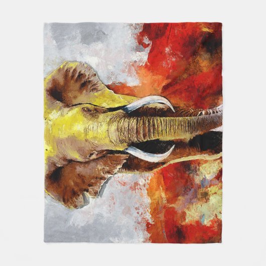 Moderne olifantenolieverfschilderij Abstract Fleece Deken (Voorkant)
