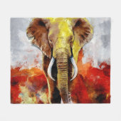 Moderne olifantenolieverfschilderij Abstract Fleece Deken (Voorkant (Horizontaal))