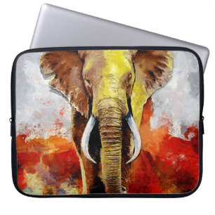Moderne olifantenolieverfschilderij Abstract Laptop Sleeve
