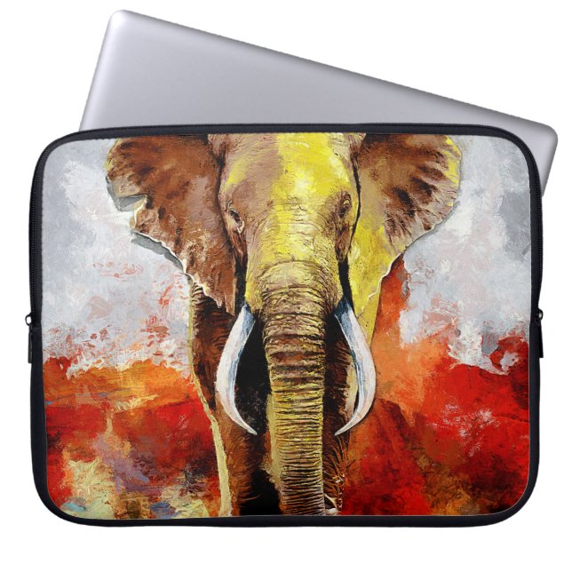 Moderne olifantenolieverfschilderij Abstract Laptop Sleeve (Voorkant)