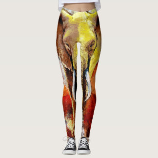 Moderne olifantenolieverfschilderij Abstract Leggings