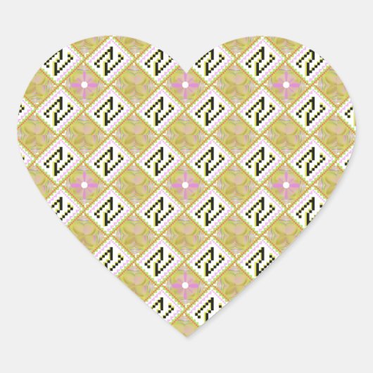 Moderne Olijf- en Magenta Geometrische Stam Patroo Hart Sticker (Voorkant)