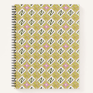 Moderne olijf- en magenta geometrische tribale pat notitieboek