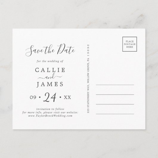 Moderne Olijf horizontaal sparen het Briefkaart va (Achterkant)