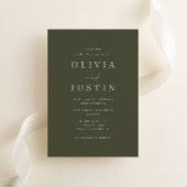 Moderne olijf minimalistische bruiloft kaart