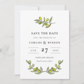 Moderne Olijf-tak Sla de datum op Kaart (Voorkant)