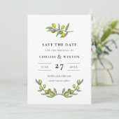 Moderne Olijf-tak Sla de datum op Kaart (Staand voorkant)