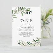 Moderne Olijfbijkantoor Eerste verjaardag Kaart (Staand voorkant)