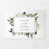 Moderne Olijfbijtak Foto's in één keer Drieluik Uitnodiging (Cover)