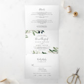 Moderne Olijfbijtak Foto's in één keer Drieluik Uitnodiging (Binnen)