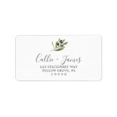 Moderne Olijfbijtak Wedding RSVP-Adresetiketten Etiket (Voorkant)