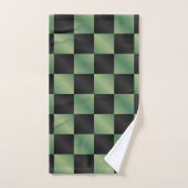 Moderne Olijfgroen Zwarte Gradiënt Geruit Bad Handdoek (Handdoek)
