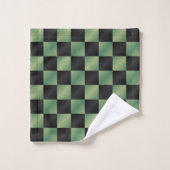 Moderne Olijfgroen Zwarte Gradiënt Geruit Bad Handdoek (Wasdoekje)