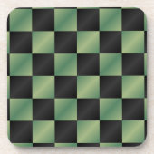 Moderne Olijfgroen Zwarte Gradiënt Geruit Bier Onderzetter (Voorkant)