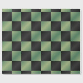 Moderne Olijfgroen Zwarte Gradiënt Geruit Cadeaupapier (Vlak)