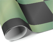 Moderne Olijfgroen Zwarte Gradiënt Geruit Cadeaupapier (Rol Hoek)