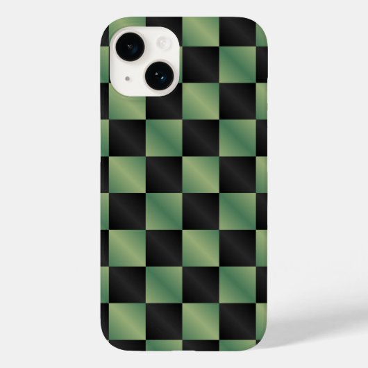 Moderne Olijfgroen Zwarte Gradiënt Geruit Case-Mate iPhone Case (Achterkant)