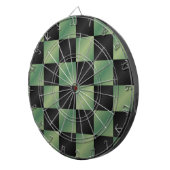 Moderne Olijfgroen Zwarte Gradiënt Geruit Dartbord (Voorkant Rechts)
