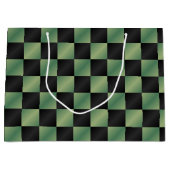 Moderne Olijfgroen Zwarte Gradiënt Geruit Groot Cadeauzakje (Voorkant)