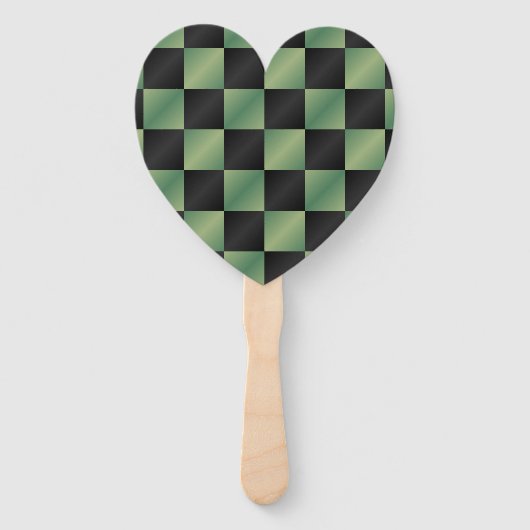 Moderne Olijfgroen Zwarte Gradiënt Geruit Handwaaier (Achterkant)