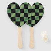 Moderne Olijfgroen Zwarte Gradiënt Geruit Handwaaier (Voorkant en achterkant)