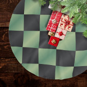 Moderne Olijfgroen Zwarte Gradiënt Geruit Kerstboom Rok