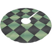 Moderne Olijfgroen Zwarte Gradiënt Geruit Kerstboom Rok (Gekanteld)