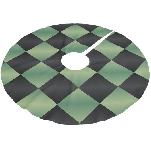 Moderne Olijfgroen Zwarte Gradiënt Geruit Kerstboom Rok (Gekanteld)