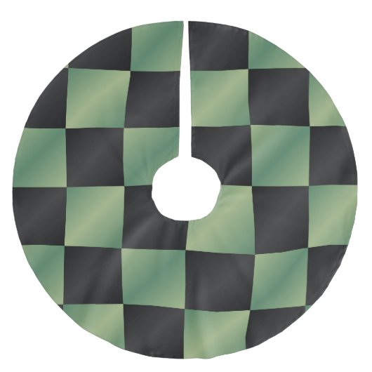 Moderne Olijfgroen Zwarte Gradiënt Geruit Kerstboom Rok (Voorkant)