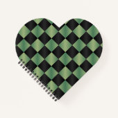 Moderne Olijfgroen Zwarte Gradiënt Geruit Notitieboek (Voorkant)