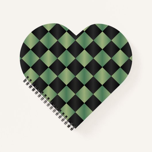 Moderne Olijfgroen Zwarte Gradiënt Geruit Notitieboek (Voorkant)