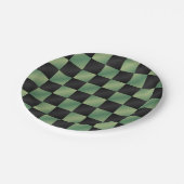 Moderne Olijfgroen Zwarte Gradiënt Geruit Papieren Bordje (Gekanteld)