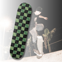Moderne Olijfgroen Zwarte Gradiënt Geruit Persoonlijk Skateboard