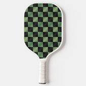 Moderne Olijfgroen Zwarte Gradiënt Geruit Pickleball Paddle (Achterkant)