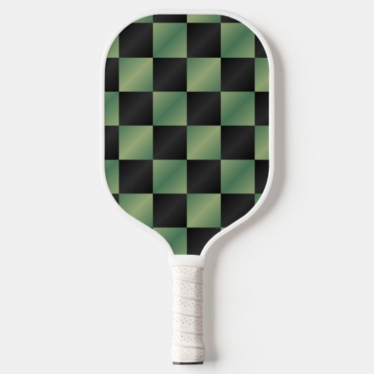 Moderne Olijfgroen Zwarte Gradiënt Geruit Pickleball Paddle (Voorkant)